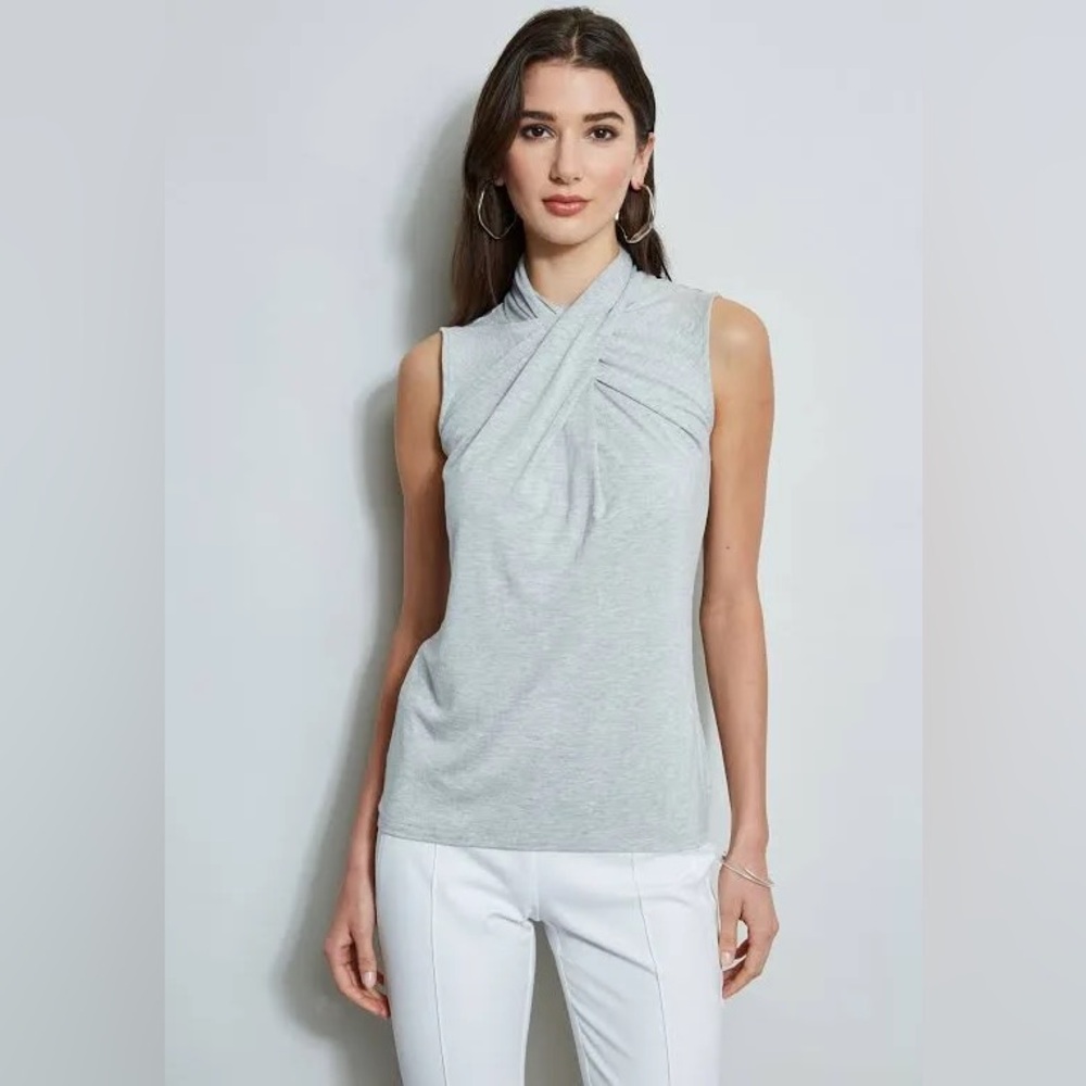 Ellie Tahari women's Stargrazer Heather Grey High Twist Neck NWT S
